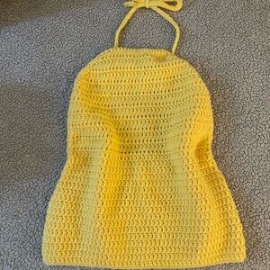 Yellow Crochet Halter Top